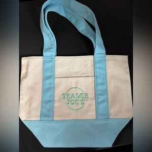 NWOT Trader Joe’s mini blue pastel canvas tote bag